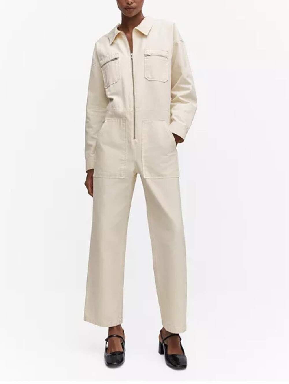 Mango Cream Zip-Front Utility Jacket MNG